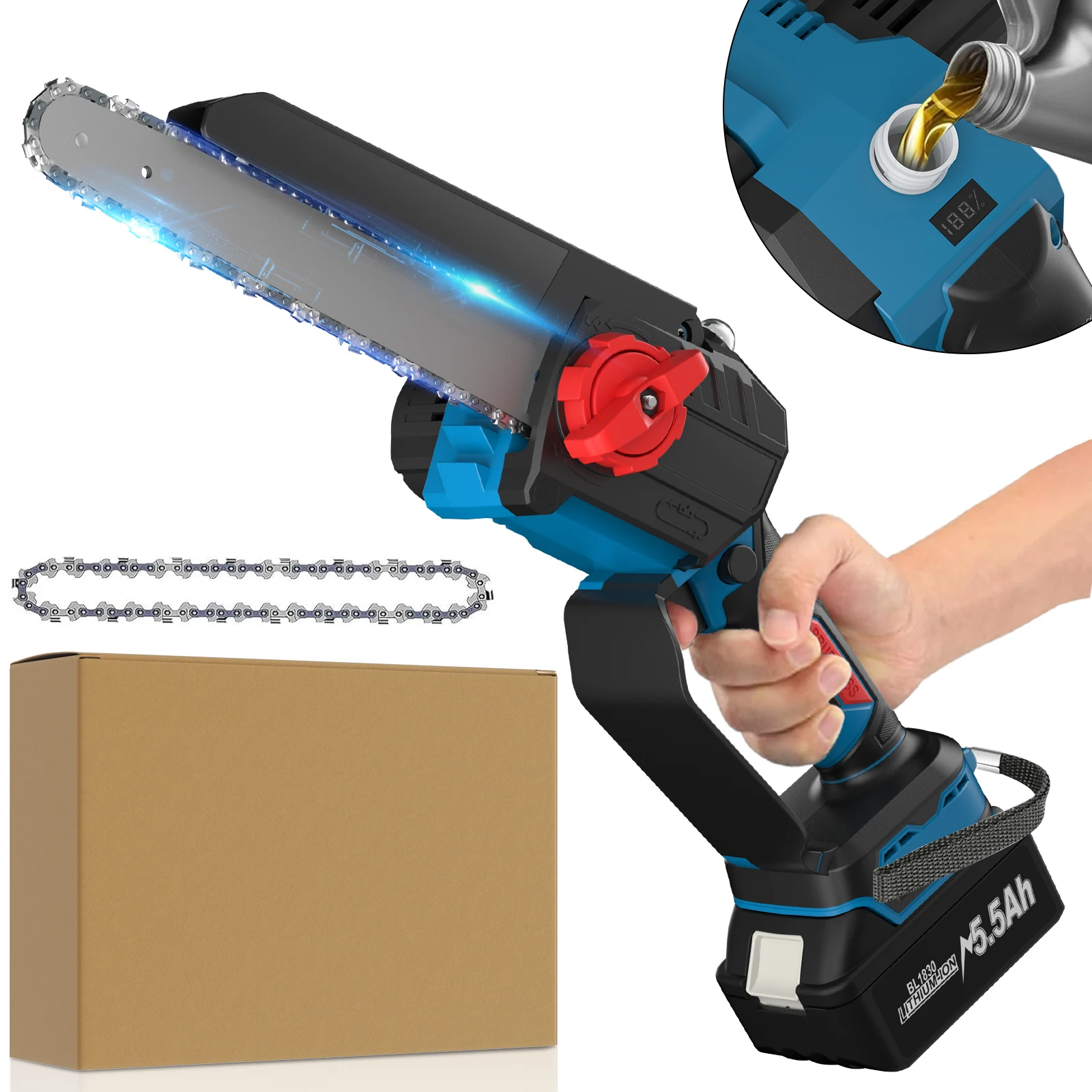 

8 Inch Cordless Chainsaw For Makita 18V Battery High Hardness Chain Woodworking Handheld Pruning Chainsaw Garden Cutting Tools