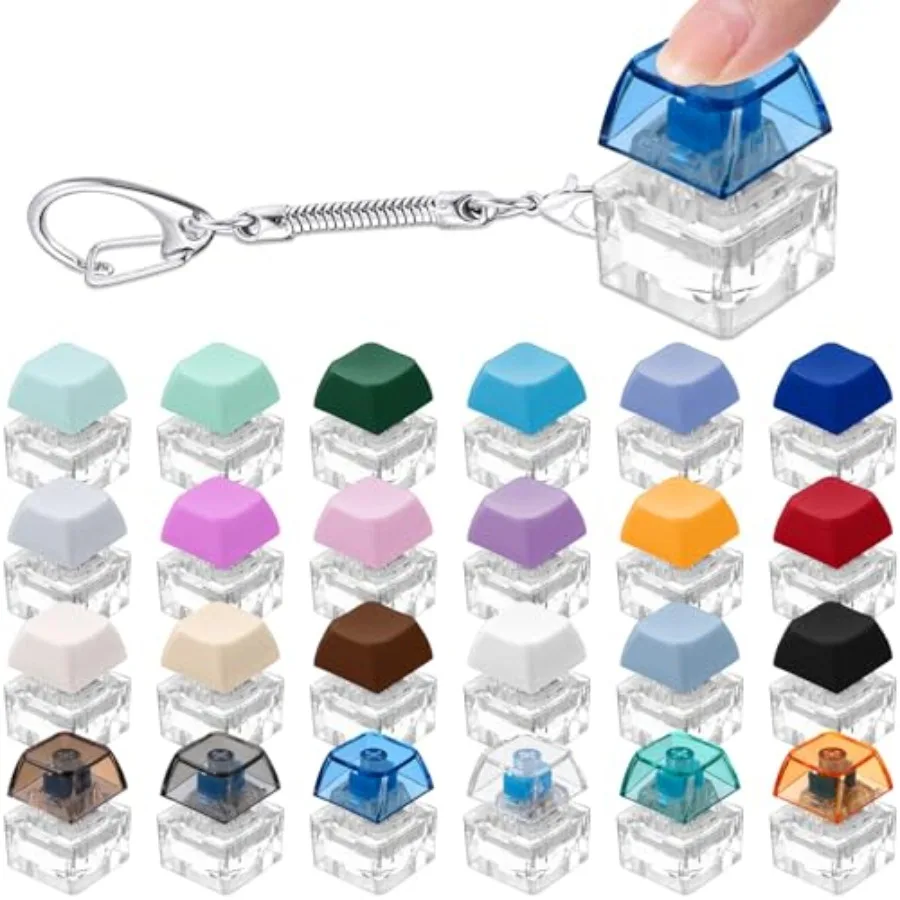 

24 Pcs Keyboard Fidget Clicker Toy Bulk, Back to School Gift Finger Clicker Keychain Party Favors for Stress Relief First Day o