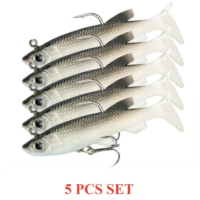 

5PCS SET Lure Minnow Soft Leadfish T-tail Biomimetic Artificial Bait 8cm 13g Fishing Accessories