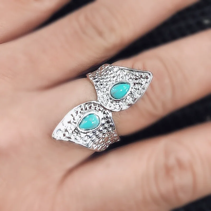 

Аксессуары для самостоятельного изготовления: европейское и американское ретро-кольцо с инкрустацией бирюзой неправильной формы, новинка для трансграничной торговли, стильное и модное украшение.