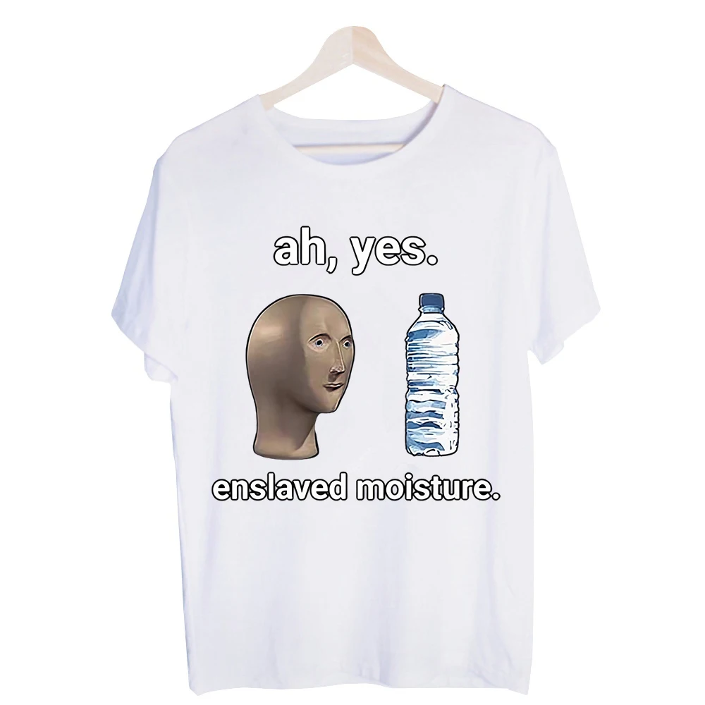 Men's Abstract Head and Water Bottle Graphic Tee, Short Sleeve Crew Neck T-Shirt for Casual Daily Wear