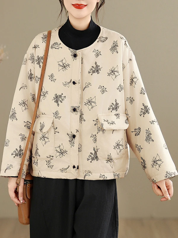 Jaet de algodón de talla grande japonés coreano para mujer, abrigo de algodón acolchado de algodón cálido Vintage con botones nuevos de invierno