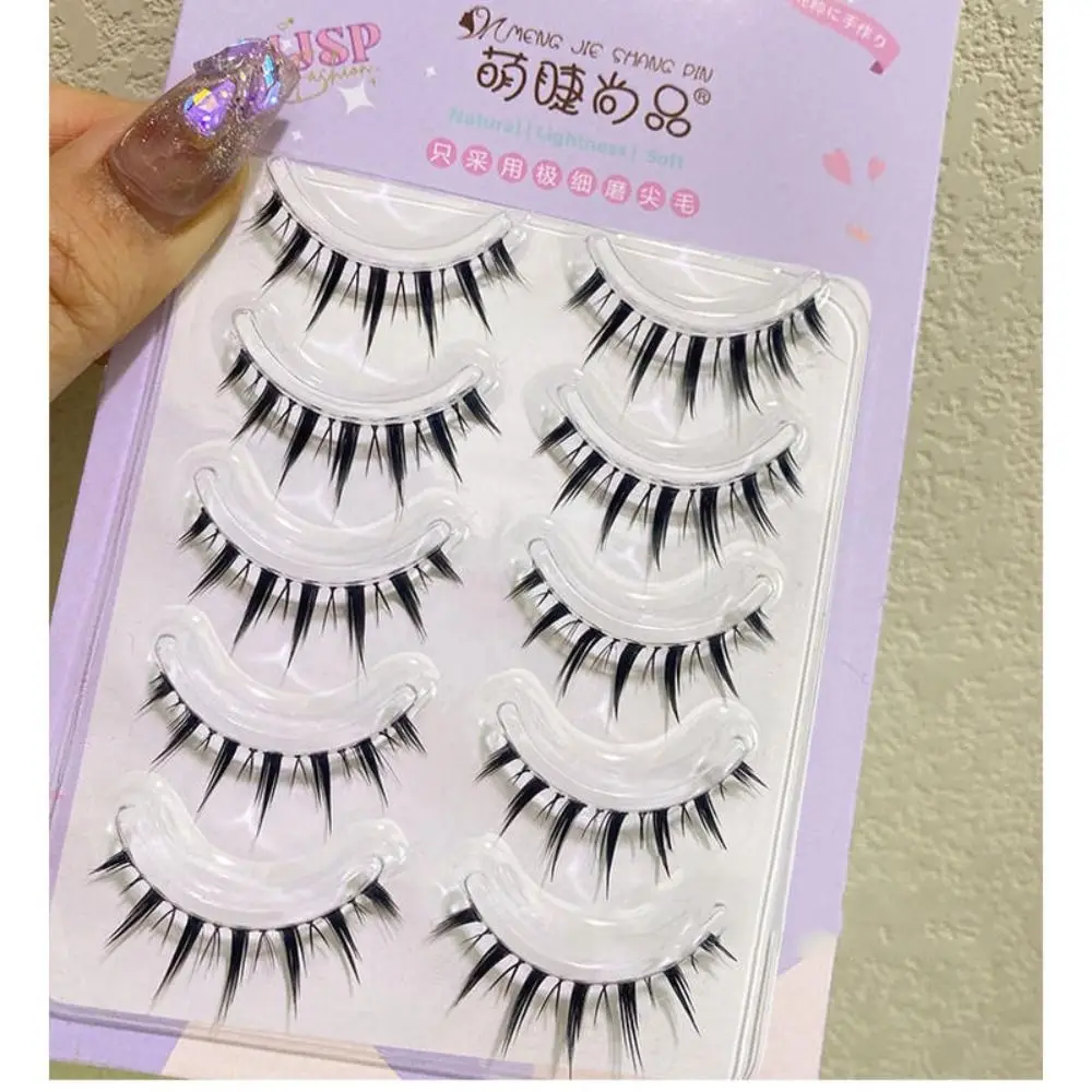 만화 속눈썹 풀 스트립 작은 악마 가짜 속눈썹, 큰 눈, 투명 밴드 만화 속눈썹, 부드러운 요정 속눈썹 익스텐션, 5 쌍