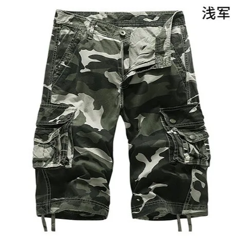 여름 남성 루즈 캐주얼 5부 오버롤 카모플라주 반바지 멀티 포켓 반바지