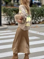 Women's fashionable casual long sleeved button sweater cardigan soft and comfortable loose lantern sleeve lemon knit sweater - Image 2