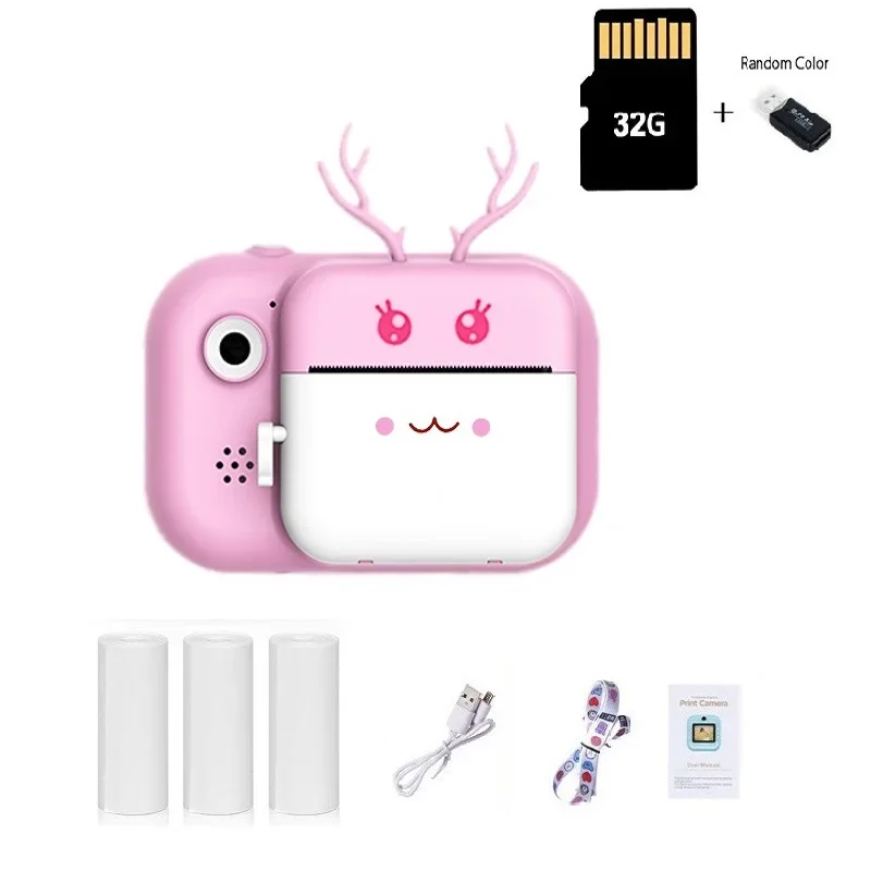 Dziecięce Aparaty Cyfrowe Natychmiastowe Dzieci Noszące Się Przenośne Aparaty Termiczne do Drukowania Selfie Aparat Wideo Zabawka Aparat Podróżny Zabawka