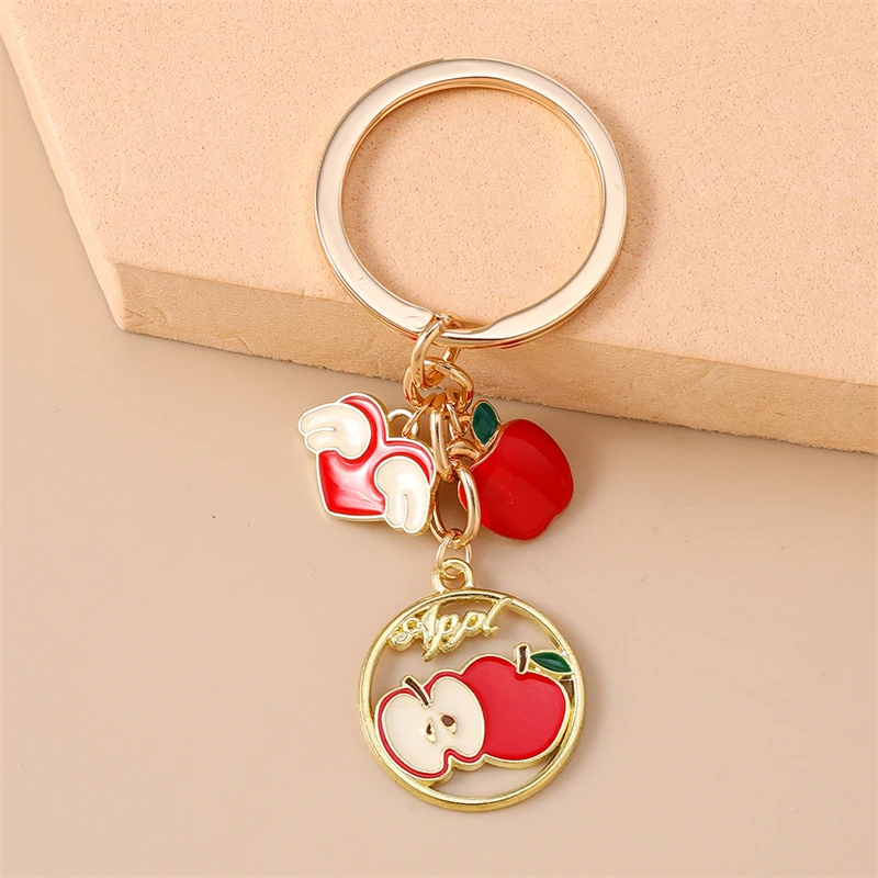 Niedliche Frucht-Schlüsselanhänger: Emaille-Apfel, Erdbeere, Wassermelone, Herz-Anhänger für Frauen und Männer, Auto-Schlüssel, Handtaschen-Schlüsselketten, DIY-Geschenk – Detail 11