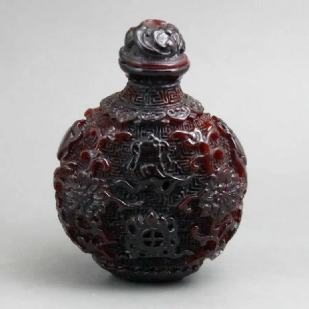 Old CHINESE SUPERB NATURAL HANDCARVED FLOWER SNUFF BOTTLE