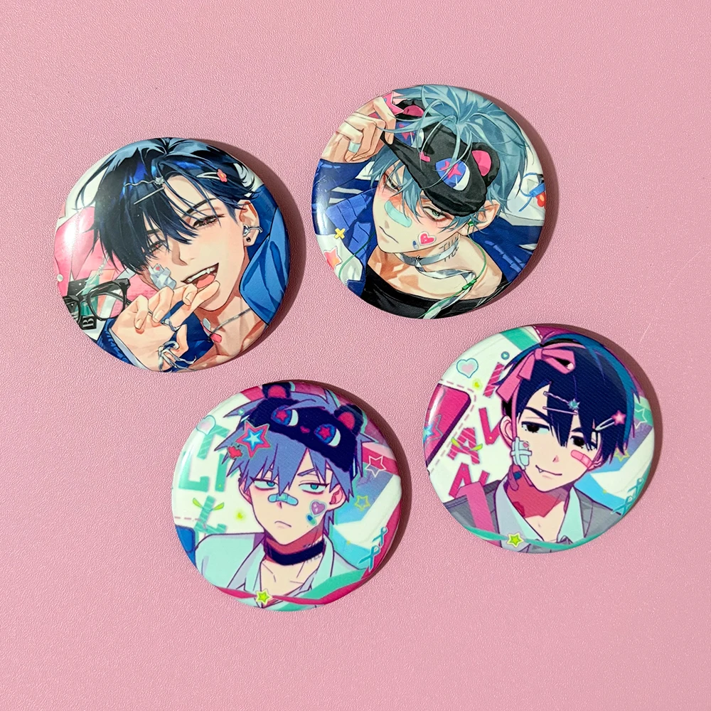 4pcs/set Anime Alien Stage Ivan Till Badge Cartoon Figure Round Brooch Pins Clothes Backpack Cosplay Accessories Xmas Gifts