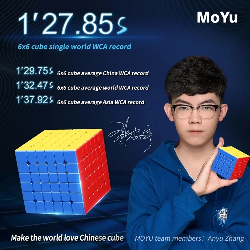 Moyu Aoshi WRM-Cube de Vitesse Magique Magnétique, Jouet de Puzzle Professionnel Sans Autocollant, 6x6x6