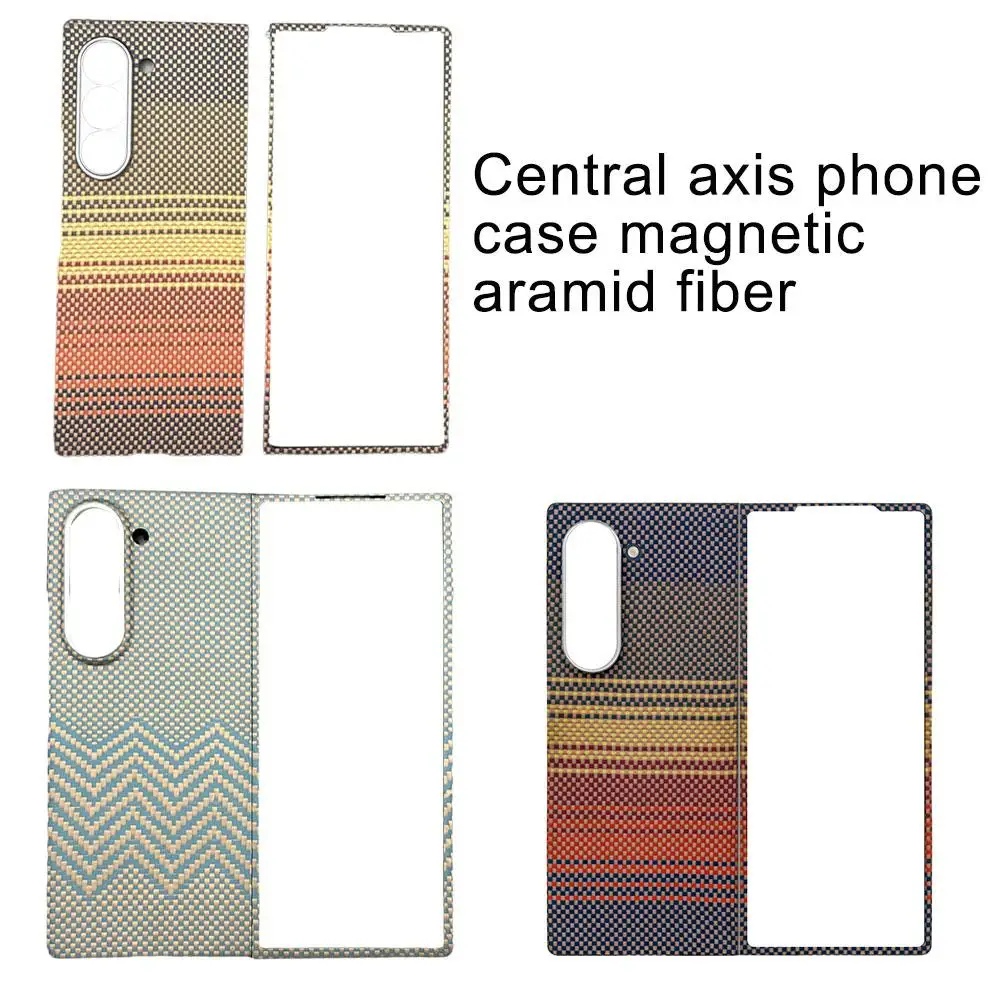  for Samsung Z Fold 6 Central Axis Mobile Phone Case Magnetic Aramid Fiber Anti-drop Scratch-resistant Phone Protective Cover