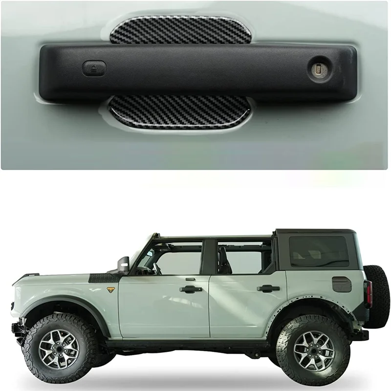 غطاء وعاء الباب الخارجي للسيارة ملحقات حماية الكسوة لفورد برونكو 2021 2022 2023 4 أبواب ، ألياف الكربون ABS #2
