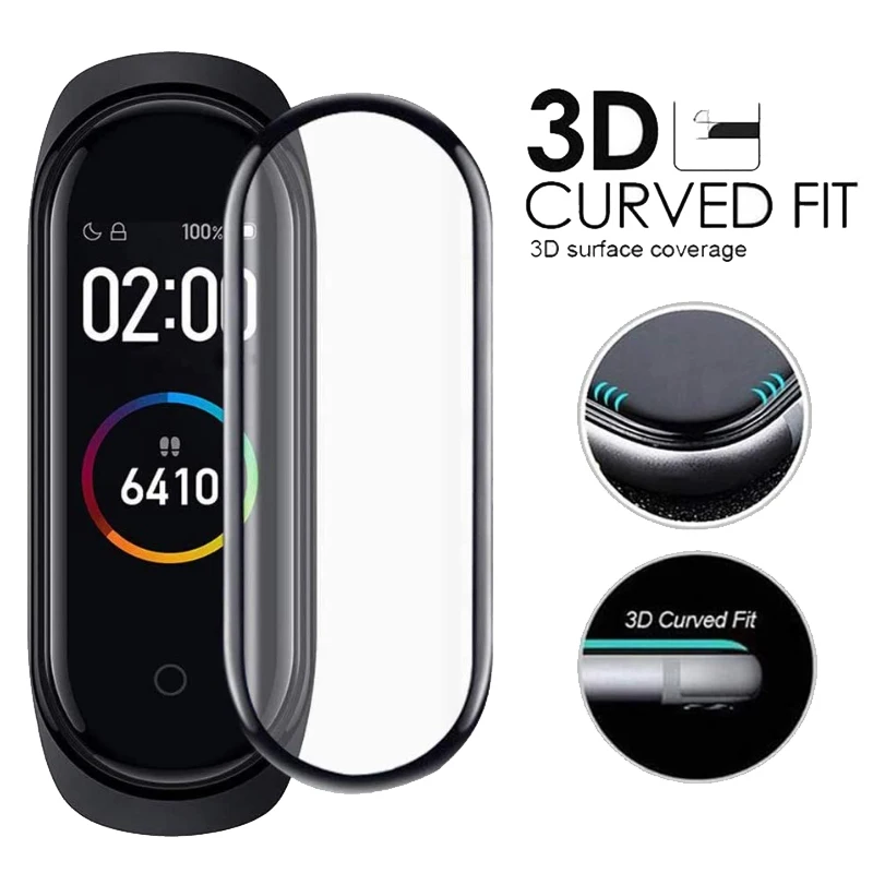 ฟิล์มป้องกันหน้าจอสมาร์ทวอทช์1-5ชิ้นสำหรับ Xiaomi Mi Band 7 Mi Band 6 Mi Band 5 3D โค้งปกป้องเต็มรูปแบบสำหรับ Mi Band4