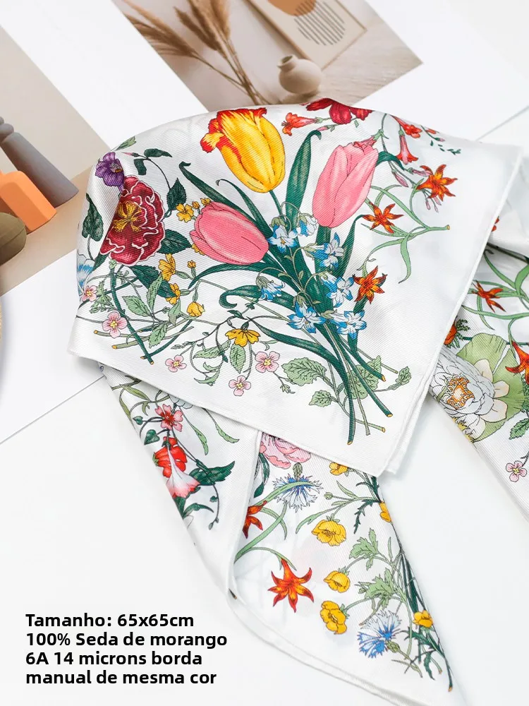 lightweight-summer-silk-scarf-women's-korean-style-floral-plant-design-sun-protection-versatile-neck-warmer-decorative-accessory