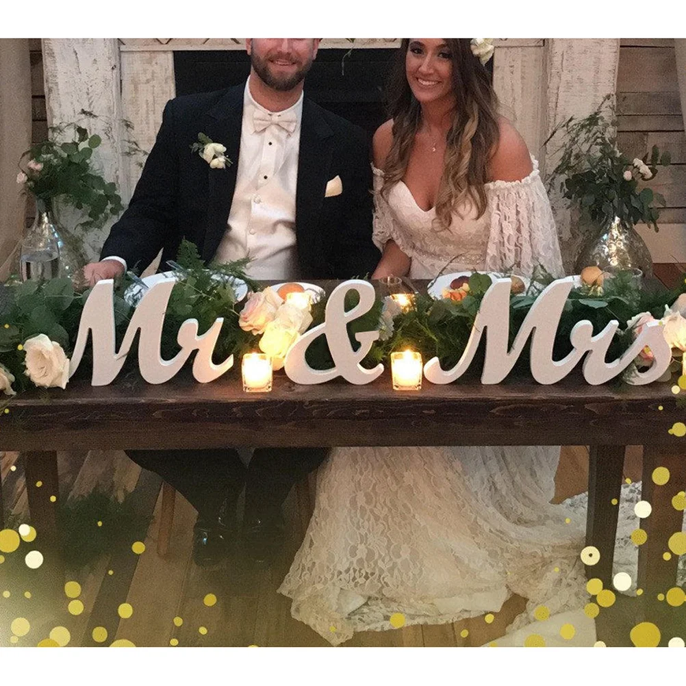

Wooden Mr Mrs Signs Wedding Table Decoration Freestanding Letters Anniversary Gift Ecofriendly Waterproof Mdf White