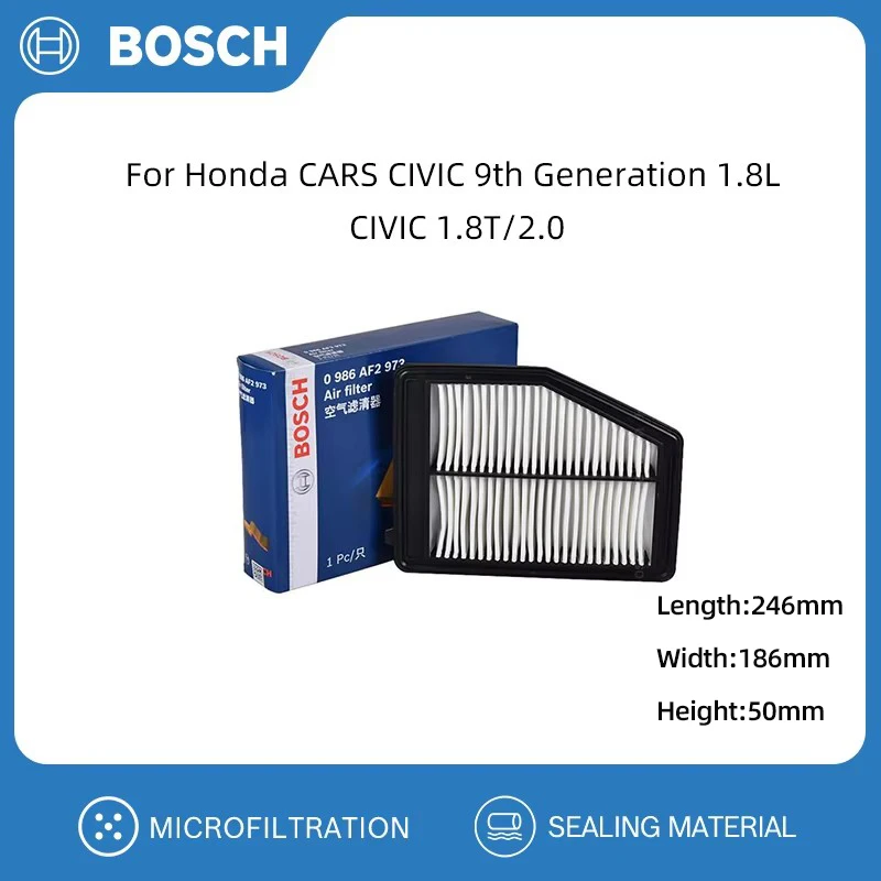 BOSCH Air Filter For Honda CARS CIVIC 9th Generation 1.8L CIVIC 1.8T/2.0 Replacement Auto Accessories 17220-R1A-A01