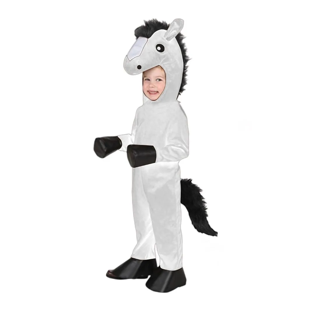 Zoo The horse Kids Brown Black white Funny Toddler Horse Mask Cosplay Costume Outfit Girls Boys Party Role Play With hat gloves view 6
