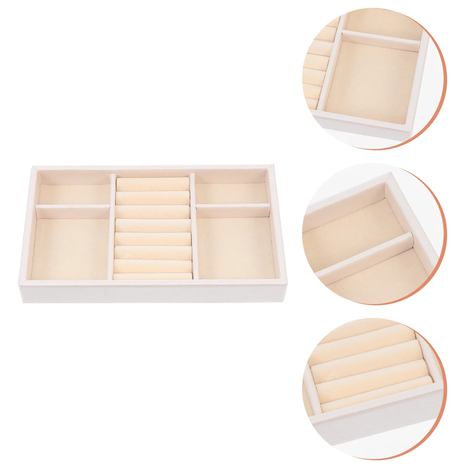 

1Pcs Premium Jewelry Display Tray with Soft Flannel Interior Rust-Preventing Countertop Storage Organizer for Bedroom Office