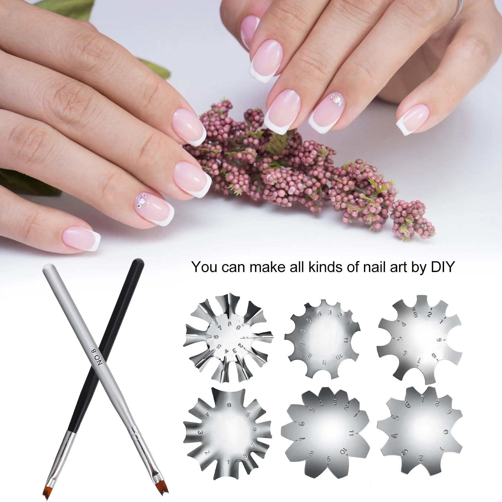 8 stuks nagelknipper sjabloon voor doe-het-zelf acrylnagels Franse manicure stencil gel removal tool manicure trimmer benodigdheden