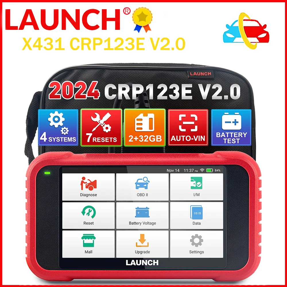 2024 New-LAUNCH X431 CRP123E V2.0 OBD2 Scanner Car Diagnostic Tools ABS SRS Engine AT 4 System Scanner + 7 Reset Free Update