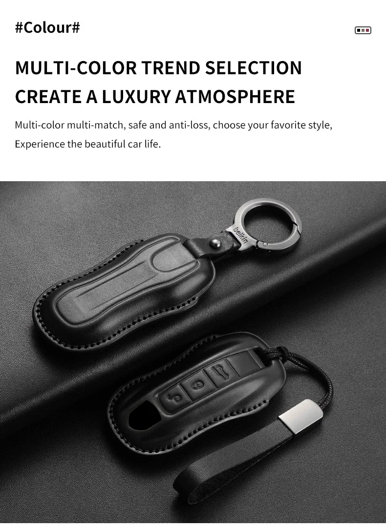 Top Layer Leder Auto Schlüssel etui Cover Shell für Porsche 718 Cayenne Panamera 911 Macan Taycan Cayman Boxster Autos chl üssel Zubehör – Detail 10