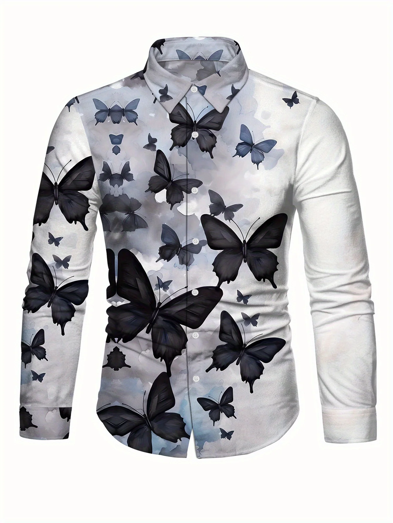 Men's long-sleeved shirts with bold abstract prints - bright colour-block designs, versatile fashion