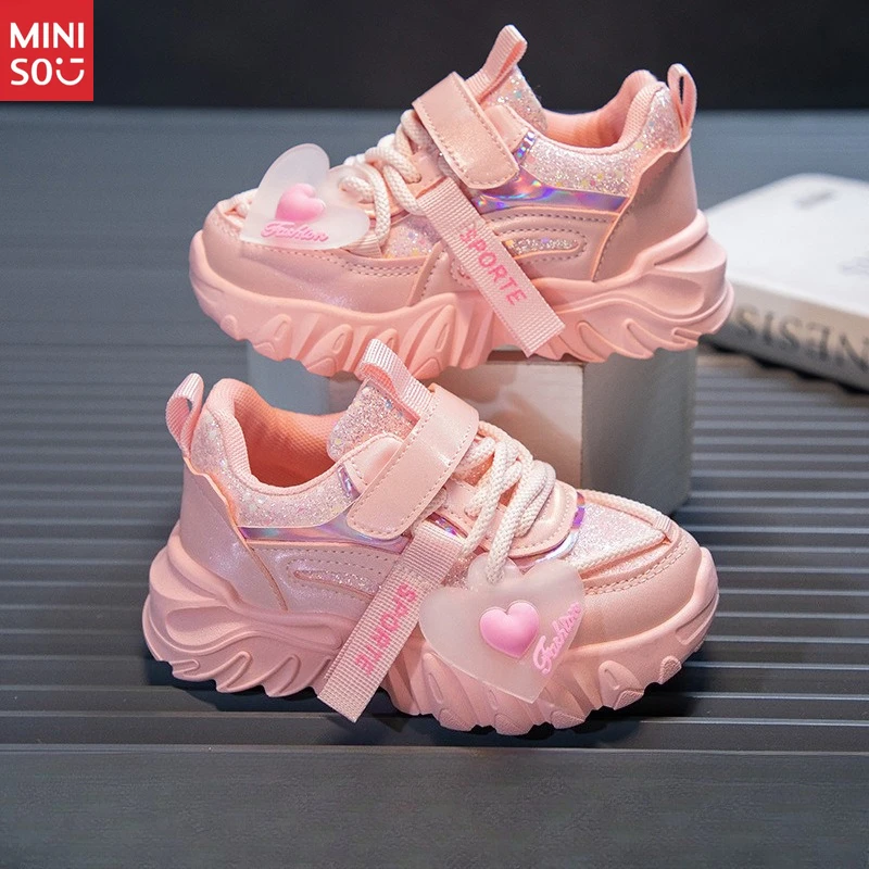ミニソ 2025 ガールズ ダッドシューズ 秋新作、インスタイル 多用途 ソフトソール ランニングスニーカー