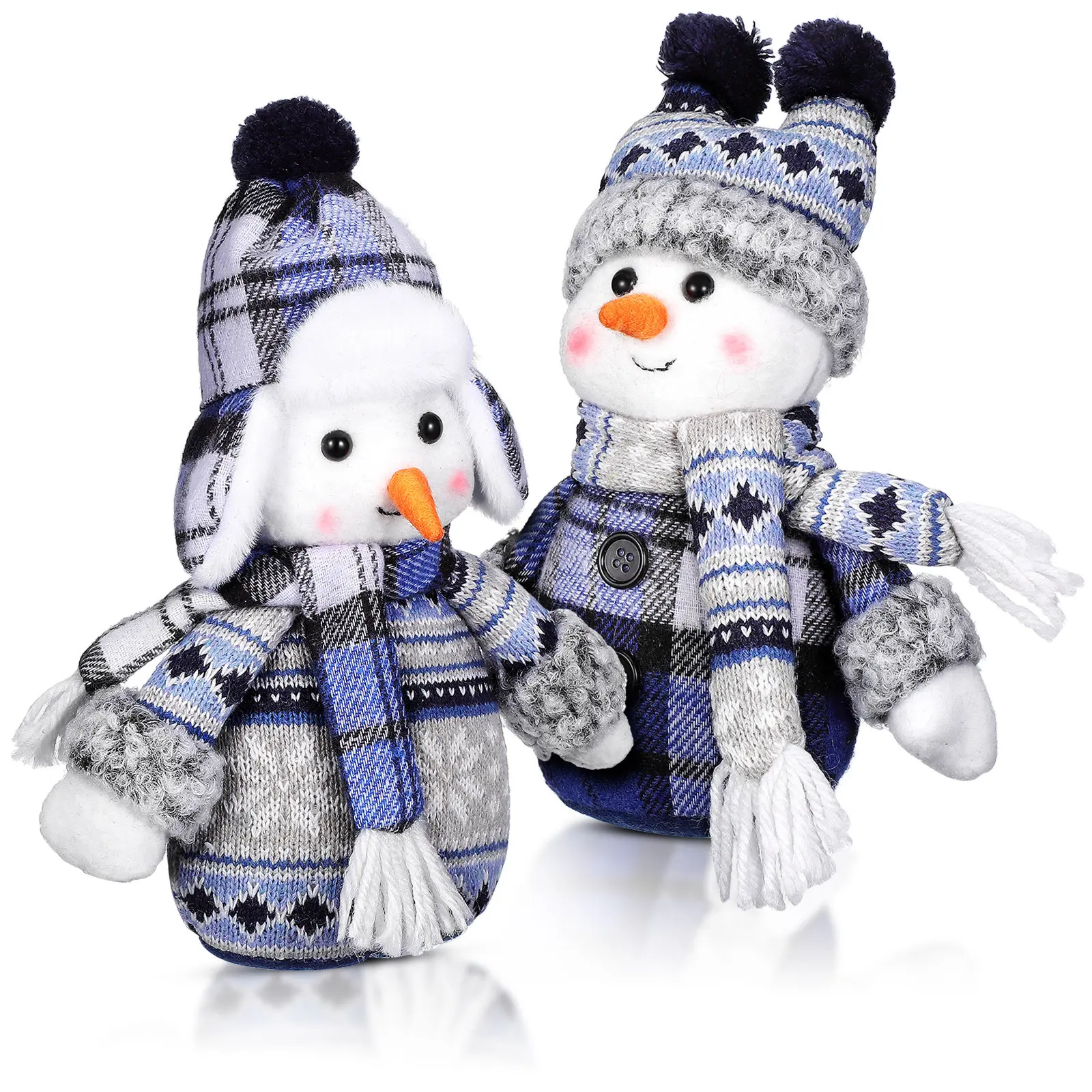 

2Pcs Adorable Christmas Snowman Decor Set Festive Desktop Tabletop Ornament Xmas Party Decoration Holiday Home Scene Prop