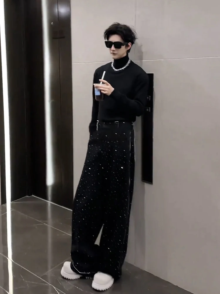 

Мужские свободные брюки Bla iny Diamond с широкими штанинами, модные прямые брюки-трубы, повседневные брюки для молодежи и пар