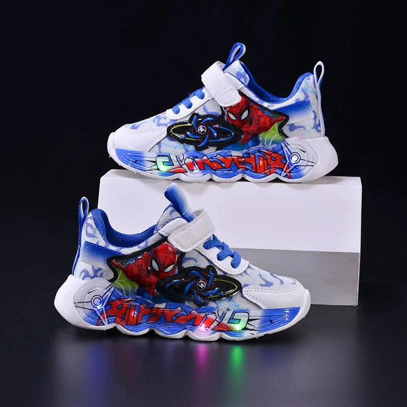

Disney Spider-Man Boys LED Light Up Sneakers Kids Anti-Slip Outdoor Shoes | Spring All-Day Comfort Size 21-31