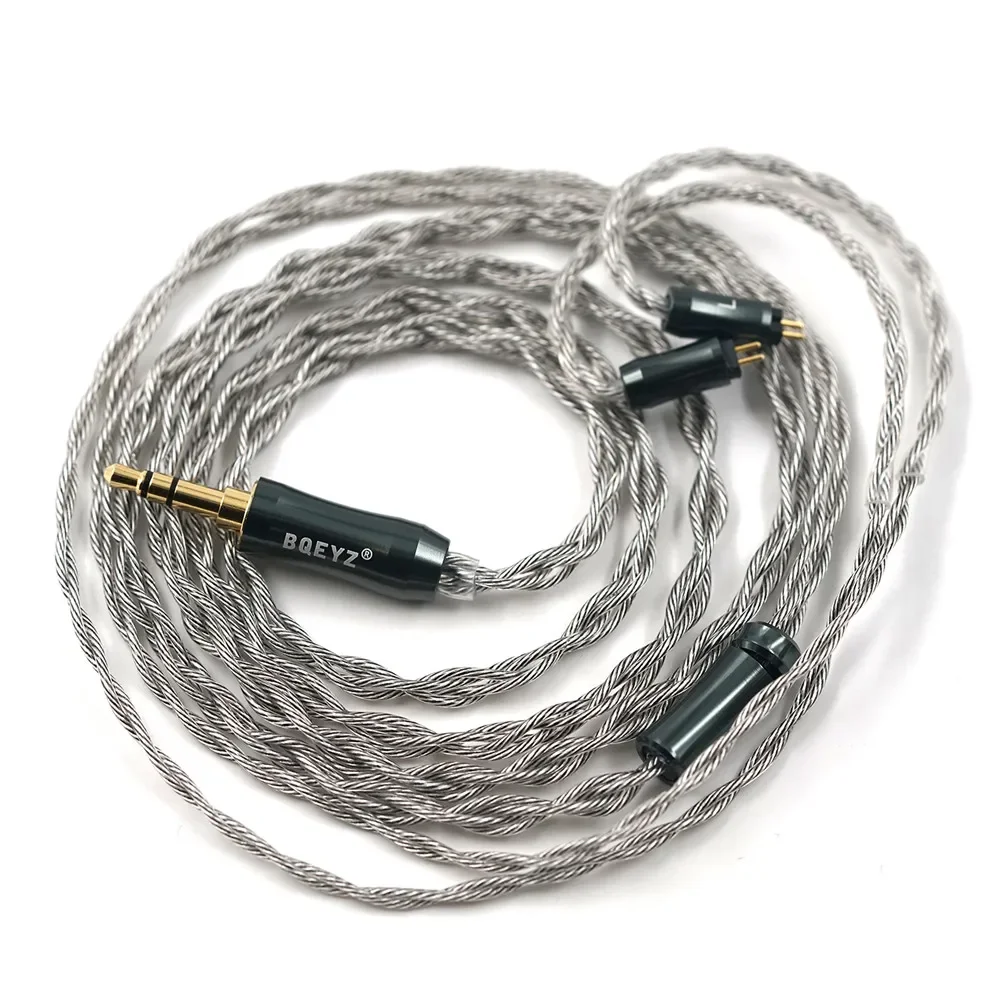 BQEYZ C12 HIFI Headphone Audio Cable 4-core Silver Copper Mixed Wire Display with 3.5/2.5/4.4MM Plug 0.78mm 2-pin Connector