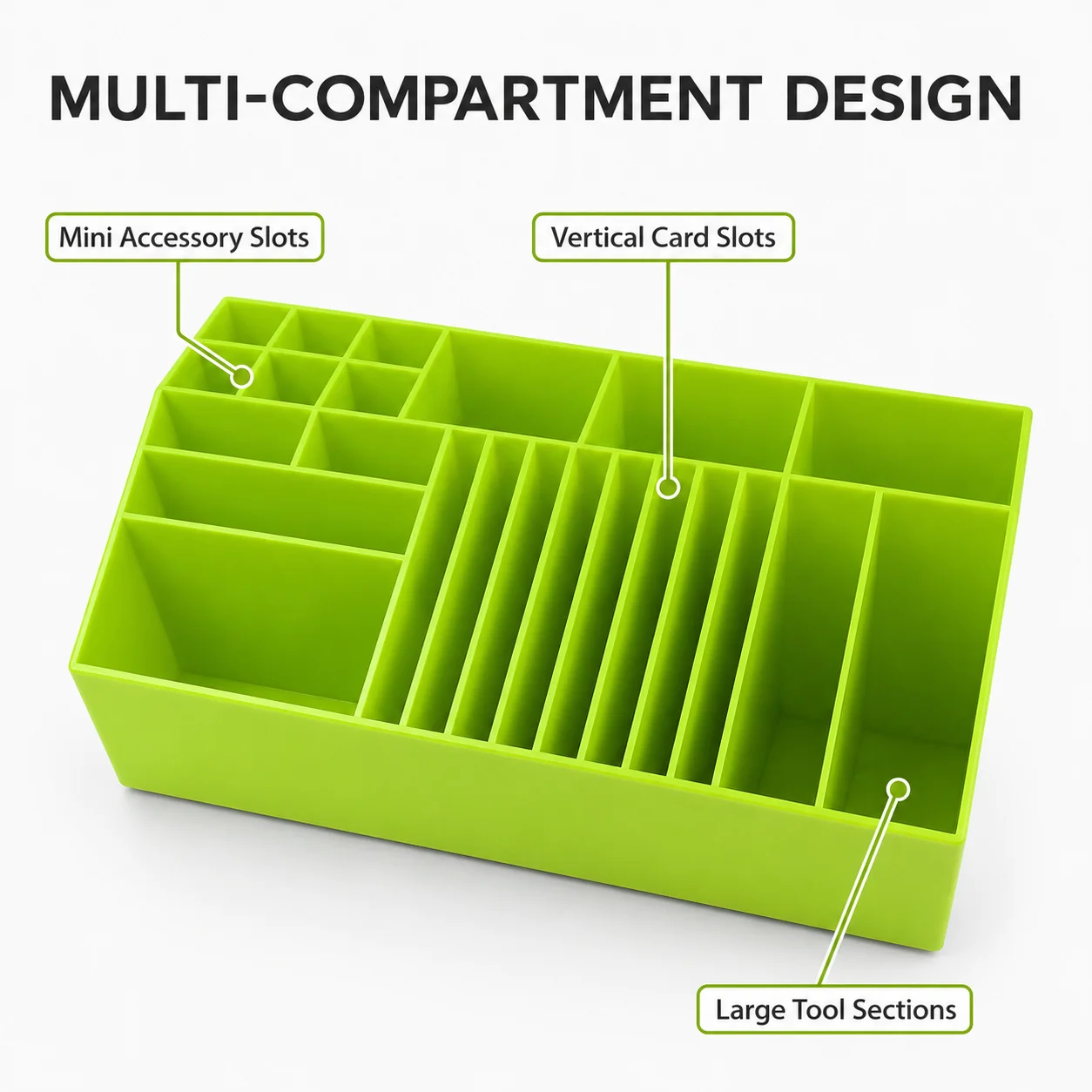 KUNAISI Car Wrap Tool Storage Box Multi-Compartment Organizer for Vinyl Tint Film Squeegee Blades Tools Green Orange