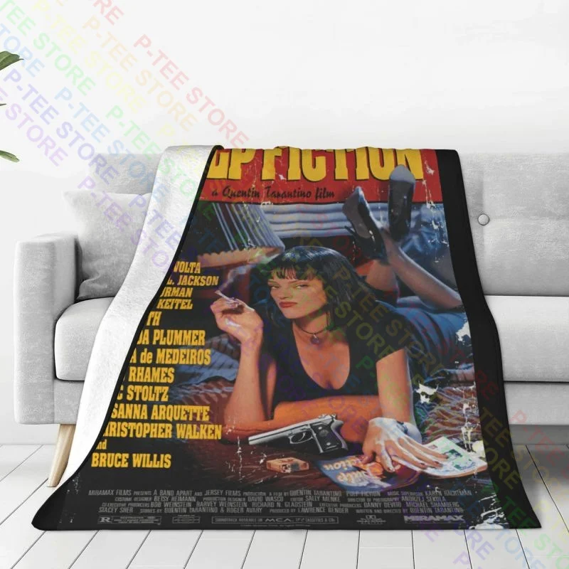 Cool Pulp Fiction Movie Poster Blanket Warm Sofa Bed Sofa Cover Bedding Travel Decorative Sofa