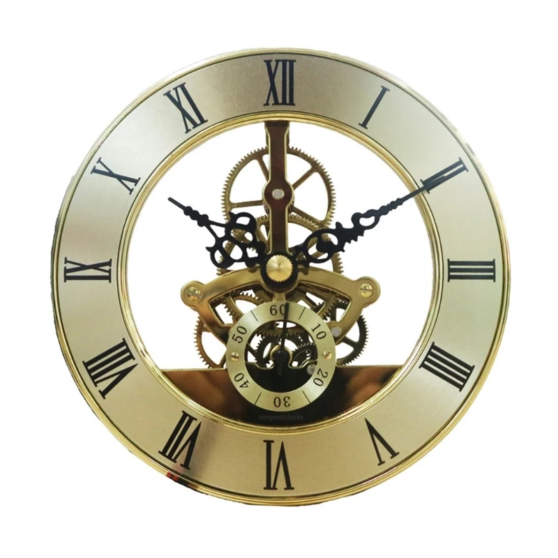 

Golden Trim Metal Clock Face 126mm Gear Skeleton Quiet Quartzs Clock Head Insert Movement for Stylish Interior Decors Dropship