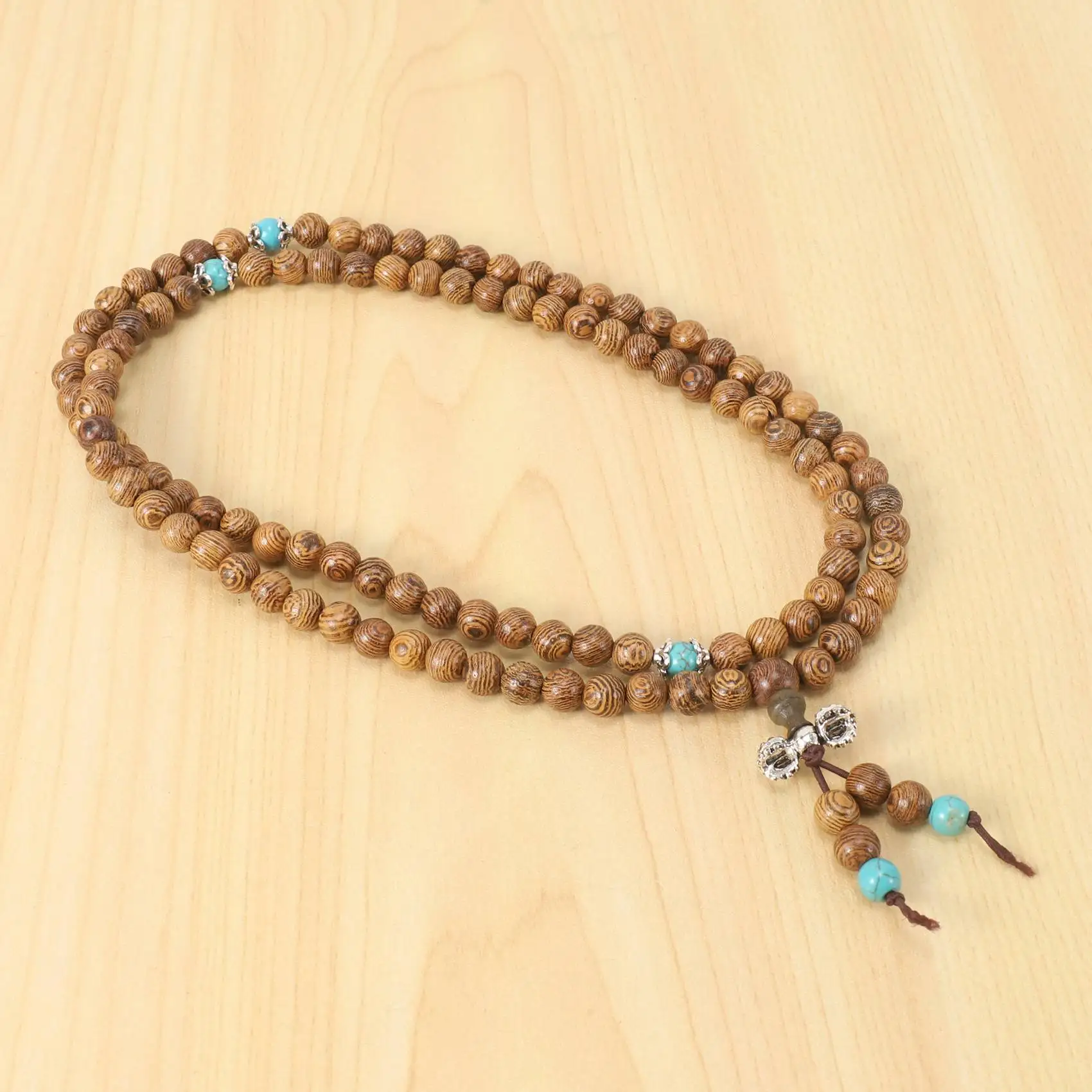 ABQR NUOVA collana con bracciale con perline di preghiera per meditazione Buddha buddista in legno di sandalo 108