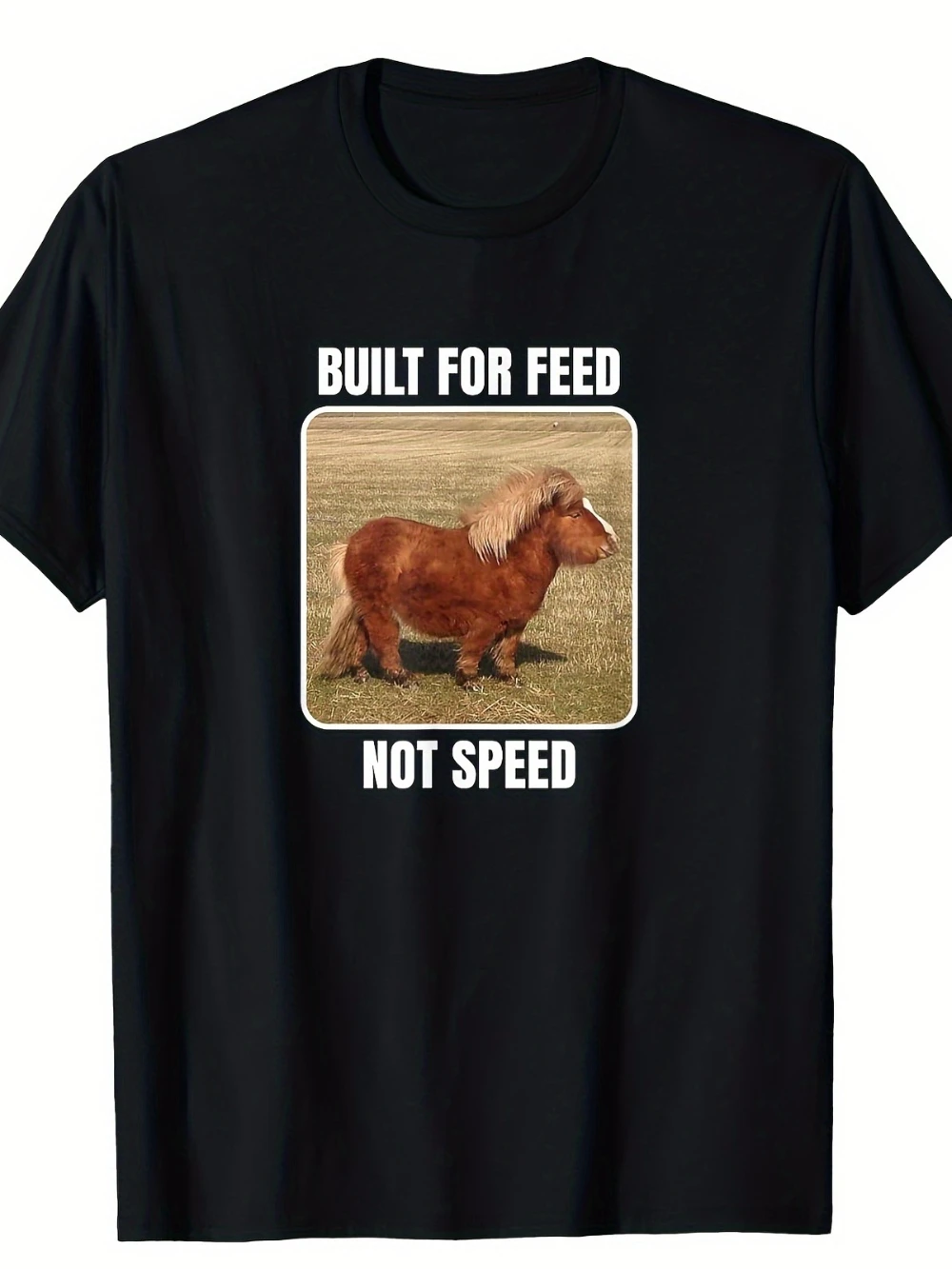 Men'S Short-Sleeve Round Neck T-Shirt Featuring Creative Chubby Pony Design Suitable for Casual Wear in All Seasons