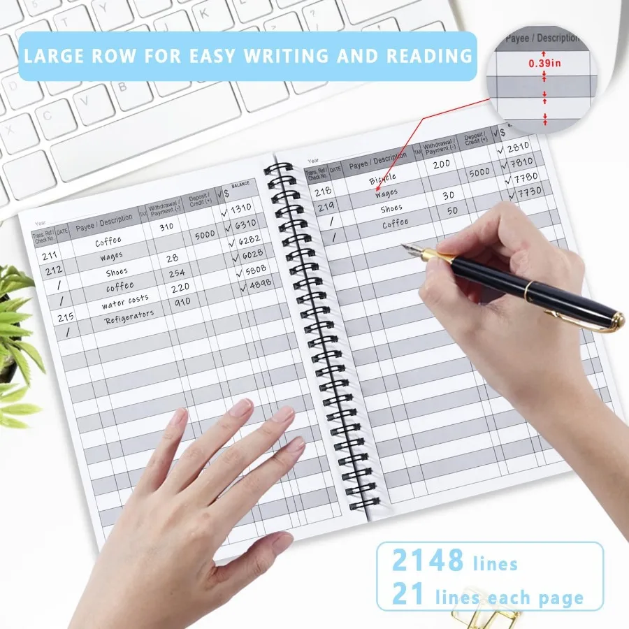 Большой чековая книжка формата А5 для личного и делового использования: идеально подходит для отслеживания, проверки транспорта, дебетовой карты, активности C