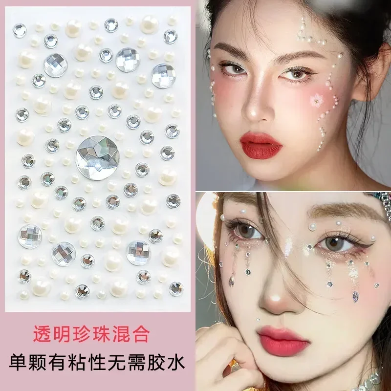 Face Eye Tear Teardrop Makeup Temporary Tattoo Sticker Diamond Rhinestone Daisy Flower DIY Party Forehead Collarbone Arm Sticker