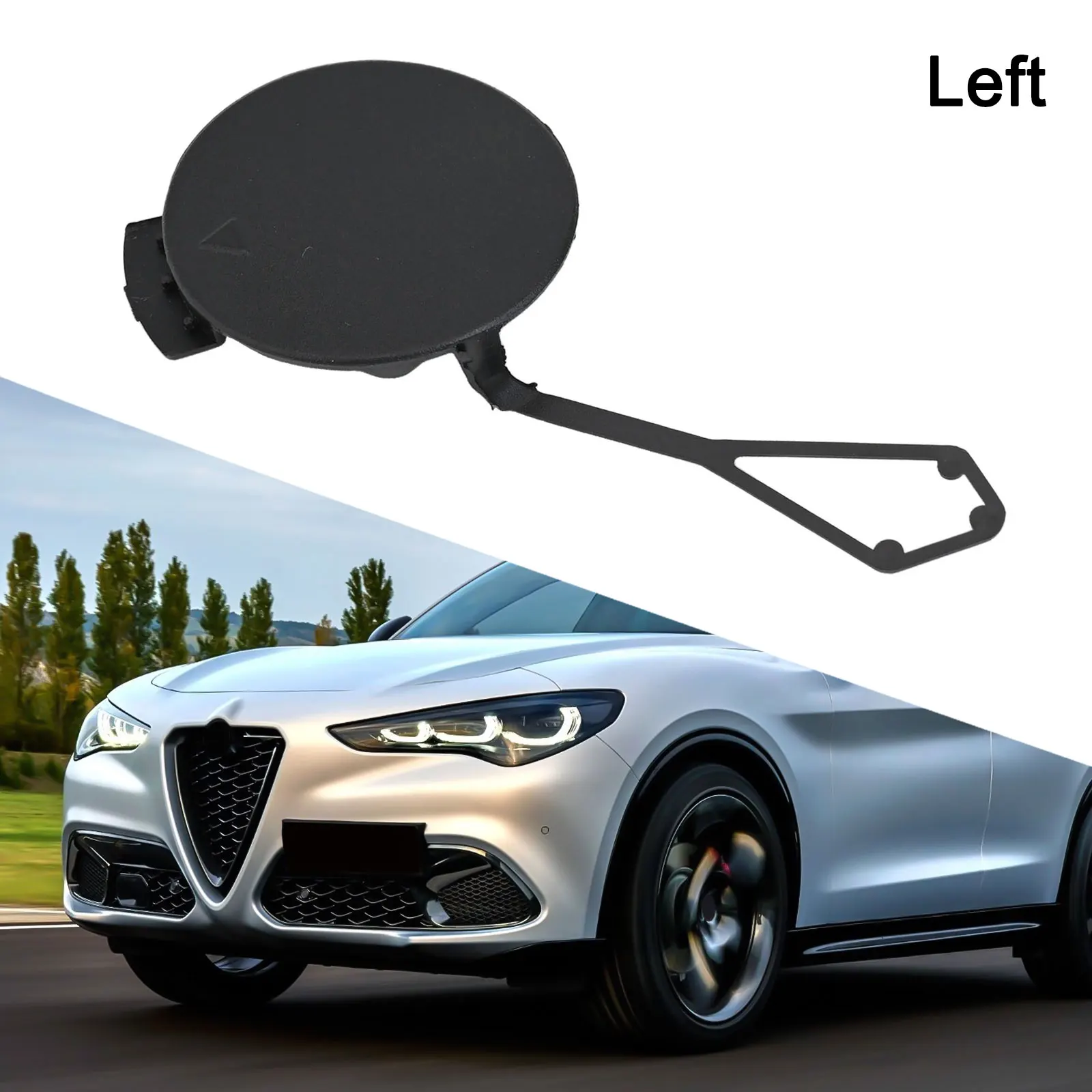 Front Left Bumper Tow Hook Cover for primed 156114920 for Alfa For stelvio 2017 2023 Plastic Replacement Front Left Side