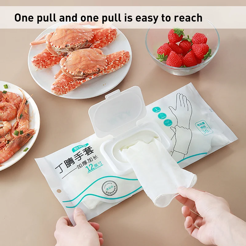 30/60/120 Pcs Disposable Nitrile Glove Thick Extended Household Cleaning Sterile Hand Protection Kitchen Food Safety