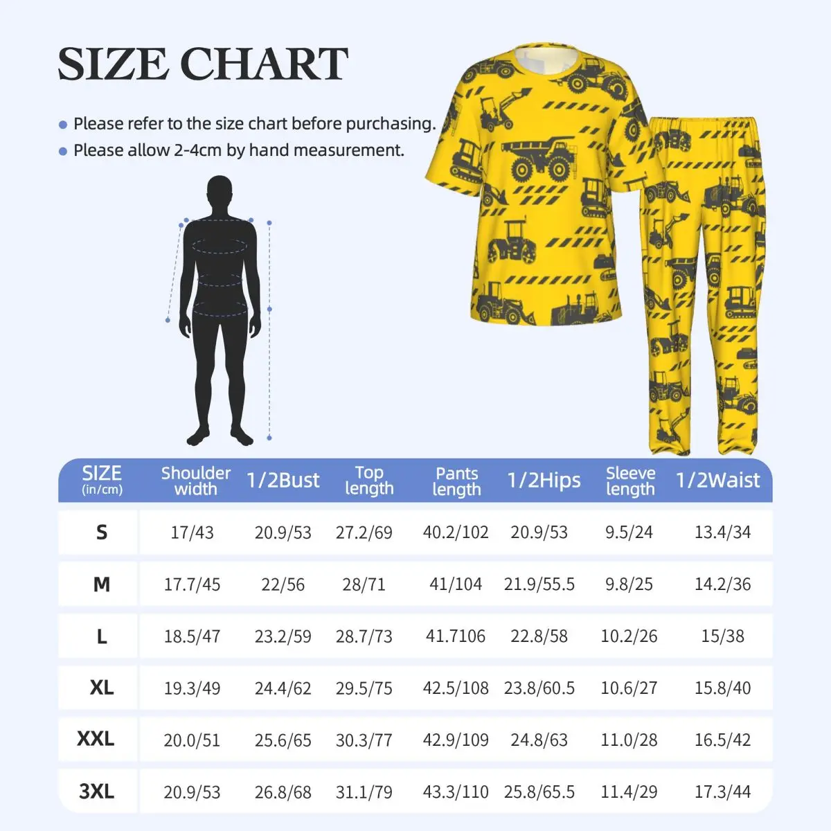 Men Pajamas Suit Short Sleeved Long Pants Cartoon Machinery Truck Sleepwear Summer Home Clothing Set view 6
