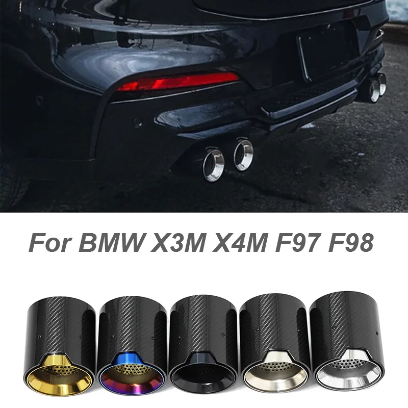 4 Piece/lot 304 Stainless Steel Carbon Fiber Exhaut Tip TailPpipe For BMW X3M X4M F98 F97 X5M M Performance Exhaust