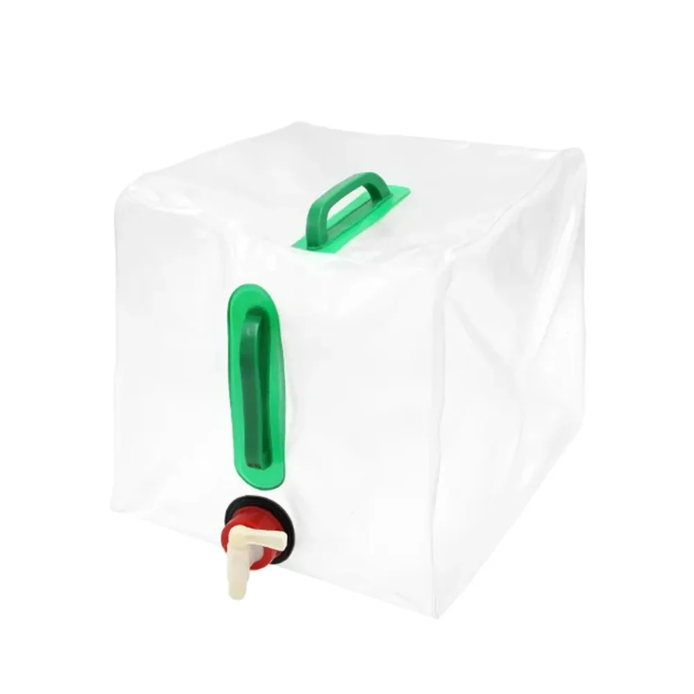 Transparent Water Carrier Foldable Water Bag Compact Folding Structure Water Storage For Hiking Water Bag Green