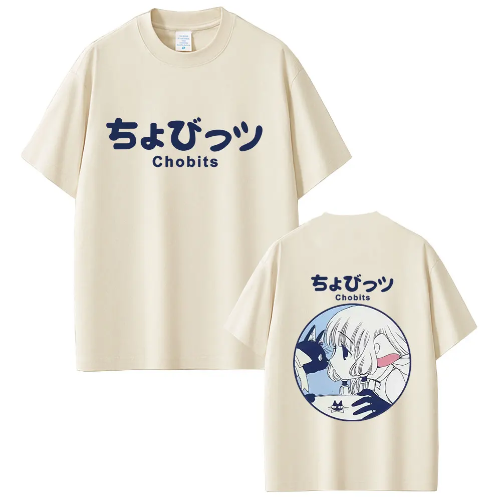 

Anime Chobits Chi Double Sided Print T-shirt Men Women Kawaii Cartoon Oversized T Shirts Unisex Casual Cotton Vintage T-shirts