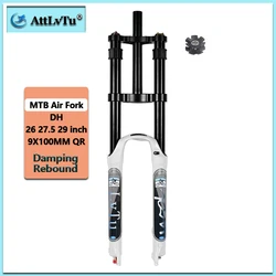 Mountain Bike Air Fork, MTB DH Double Shoulder Suspension Fork 26 27.5 29 inch, 9X100MM Quick Release