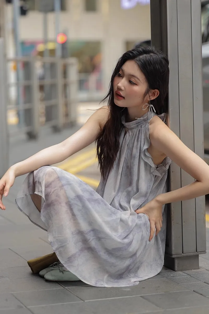 Vestidos sin mangas para mujer Y2K, apliques rosas de verano bordados, plisados a mano, fruncidos, taladros ahumados, cuentas Ins