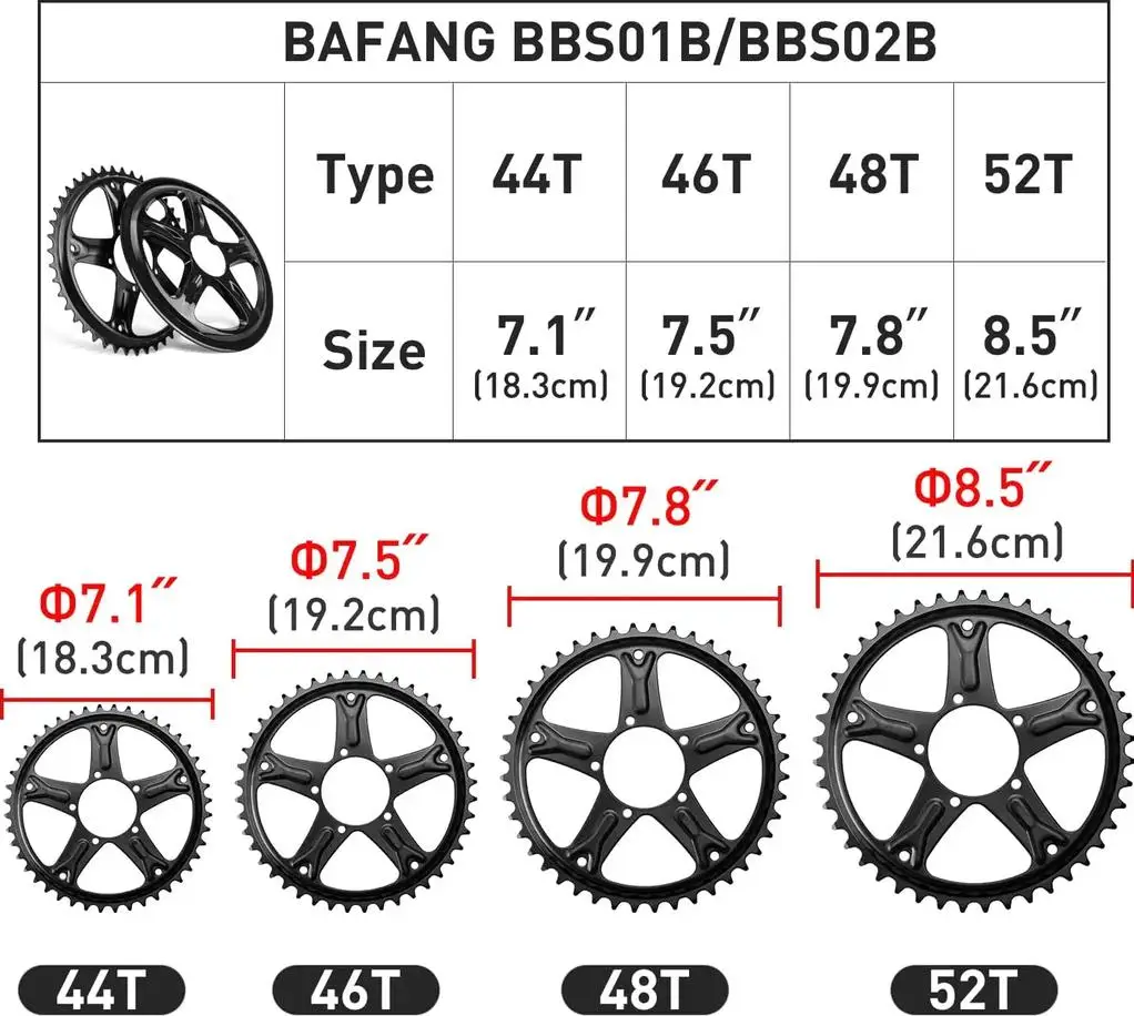 Custom BAFANG BBS 44T 46T 48T Ebike Chain Wheel With Chain Cover Mid Drive Motor Sprocket for Kevin HARBULOT