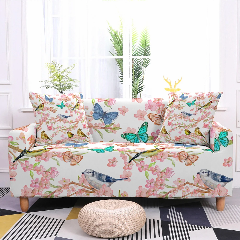 European Style Rose Printed Sofa Cover Fully Packaged Elastic Dustproof and Wrinkle Resistant Universal for Multi Person Sofas