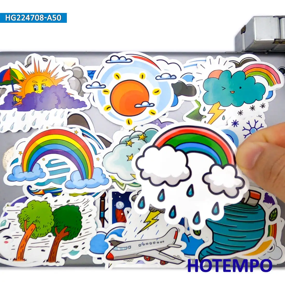 20/30/50Pieces Weather Style Cloudy Stormy Sunny Cute Cartoon Stickers for Phone Scrapbook Luggage Bike Car Laptop Sticker Toys