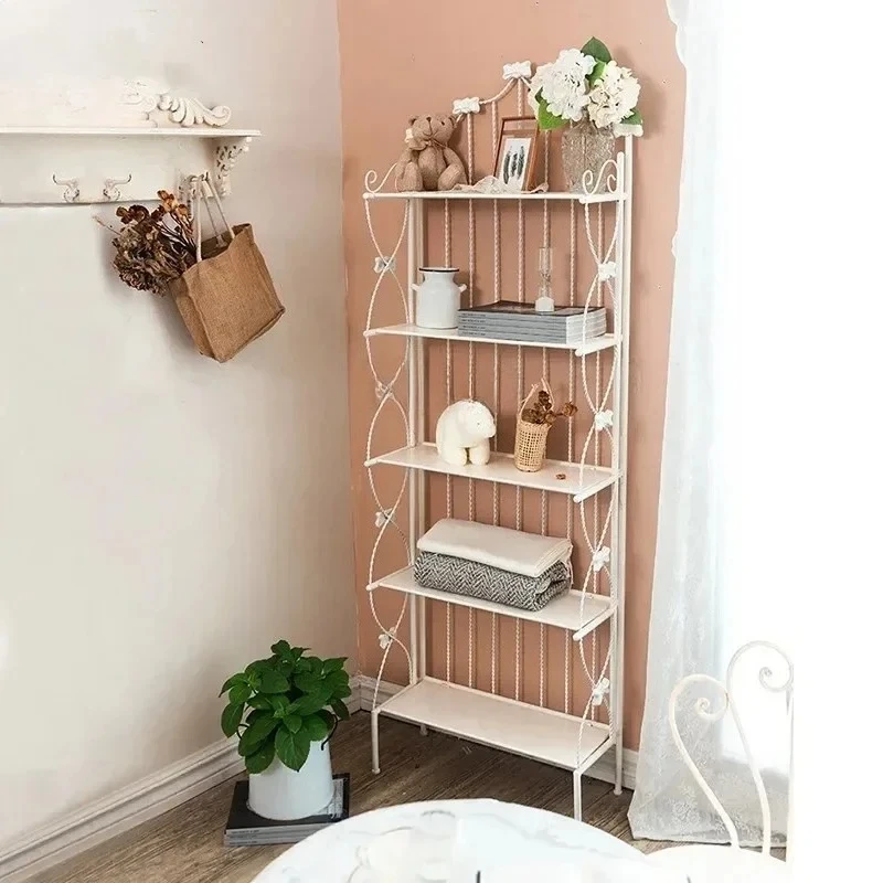 

White five-story floor-to-ceiling storage, tabletop storage, dining room, kitchen, balcony, storage rack